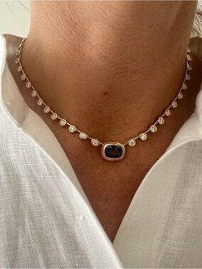 12ctw Cushion Cut Sapphire Tennis Necklace